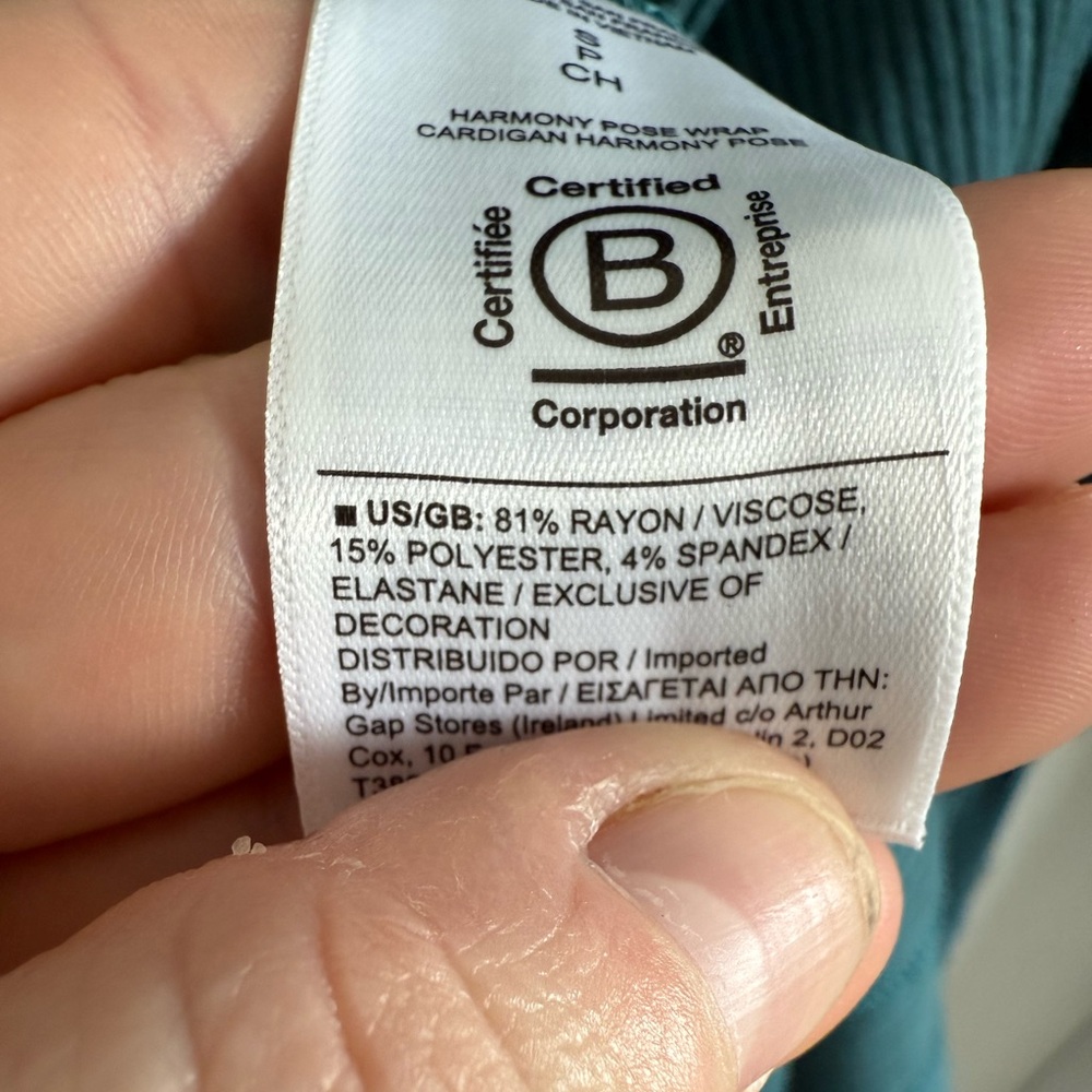 Athleta Harmony Pose Wrap Cardigan Teal Blue Ribbed Open Front Sweater Size S - Picture 3 of 4